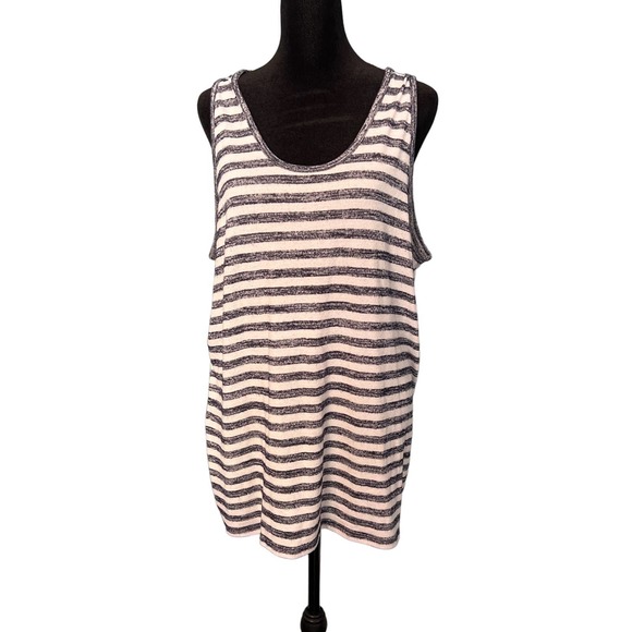 Market & Spruce Tops - Market & Spruce Navy Striped Knot Tank- XL